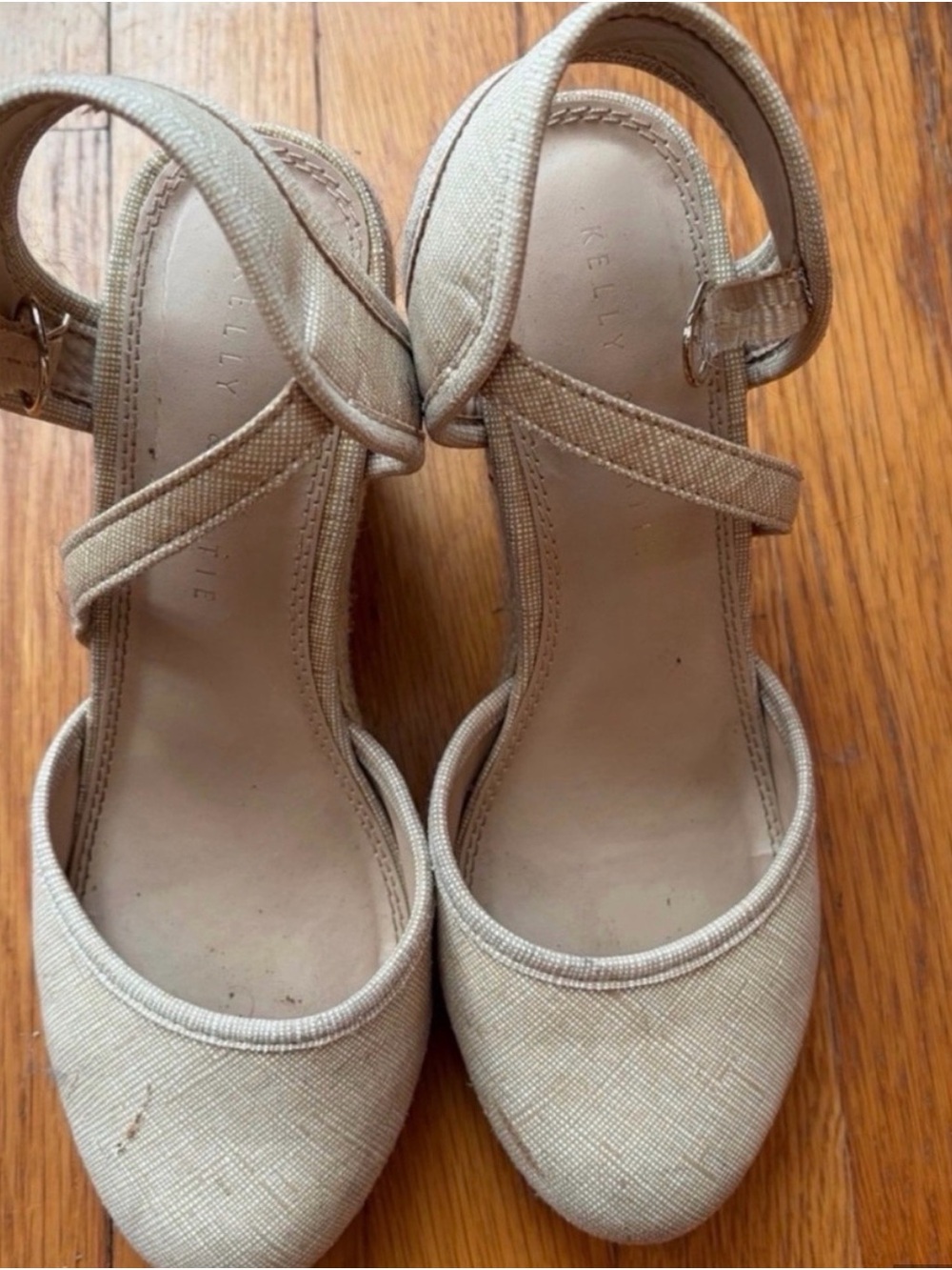 Kelly & Katie Neutral Beige Wedge Sandals